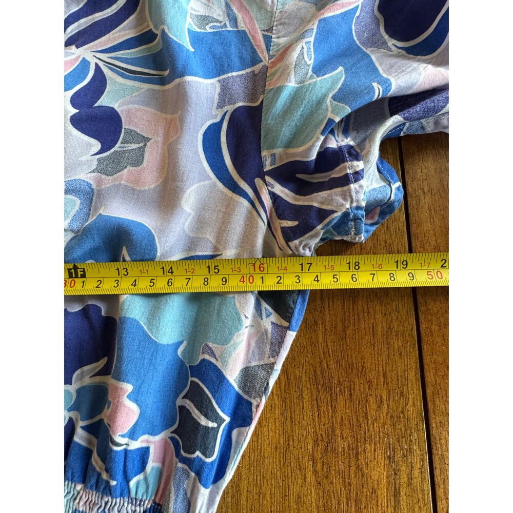Abel The Label Blue Floral Maxi Dress Smocked Waist Button Front Boho M - Picture 6 of 10